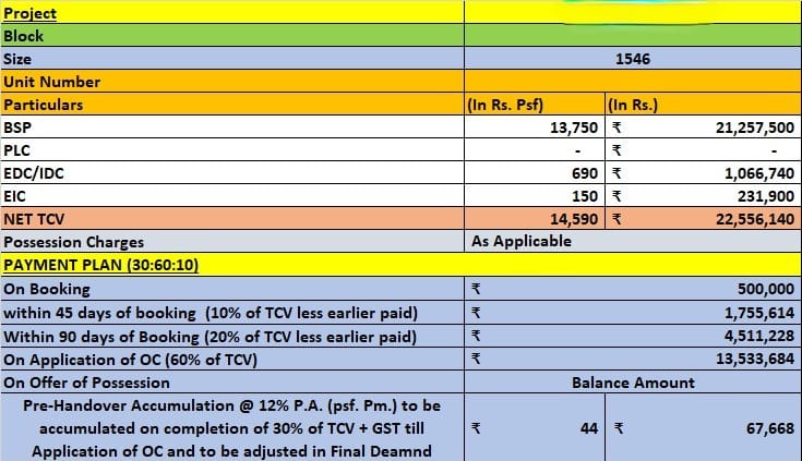 cost sheet sample