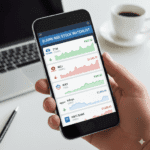 Stock watchlist on smartphone display